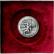 HORSKÝ PRŮVODCE KRKONOŠE - odznak, číslovaná série s oprávněním KRNAP -  průměr 35mm, 1991, stříbrný kov, realizace mincovna ŽELEZNÝ BROD
